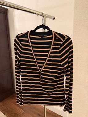 Veronica Beard Long Sleeve Stripped Top (Large)